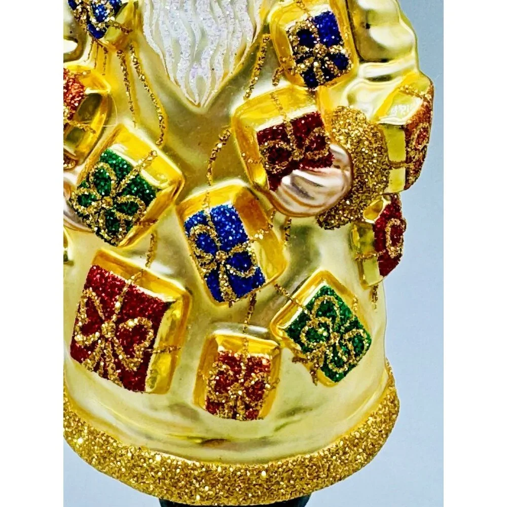 Patricia Breen Portobello Road Santa Claus Gold Presents Christmas Tree Ornament